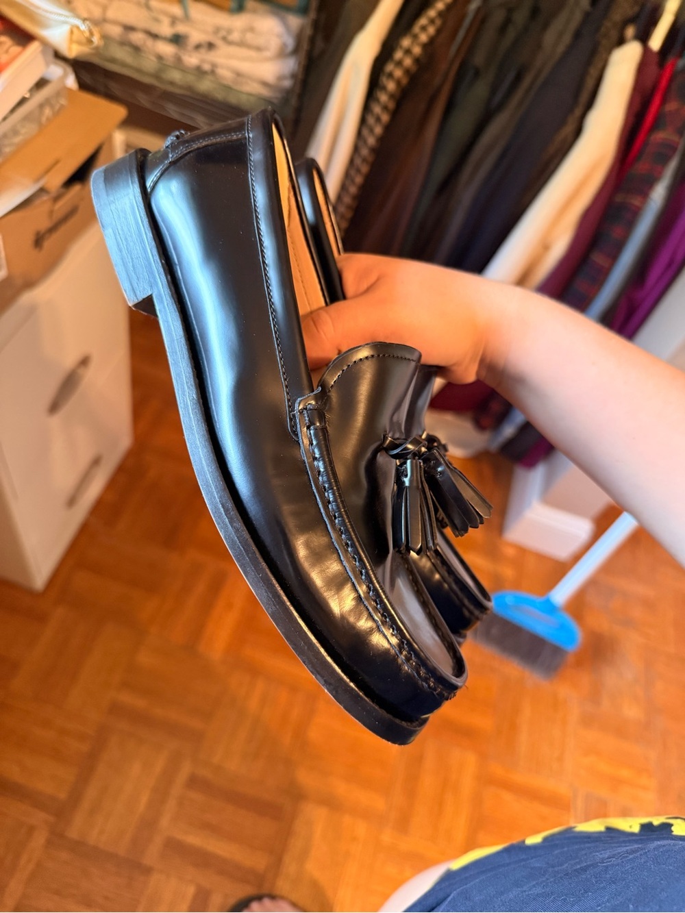Cole Haan Black Leather Tassel Loafers - Women's